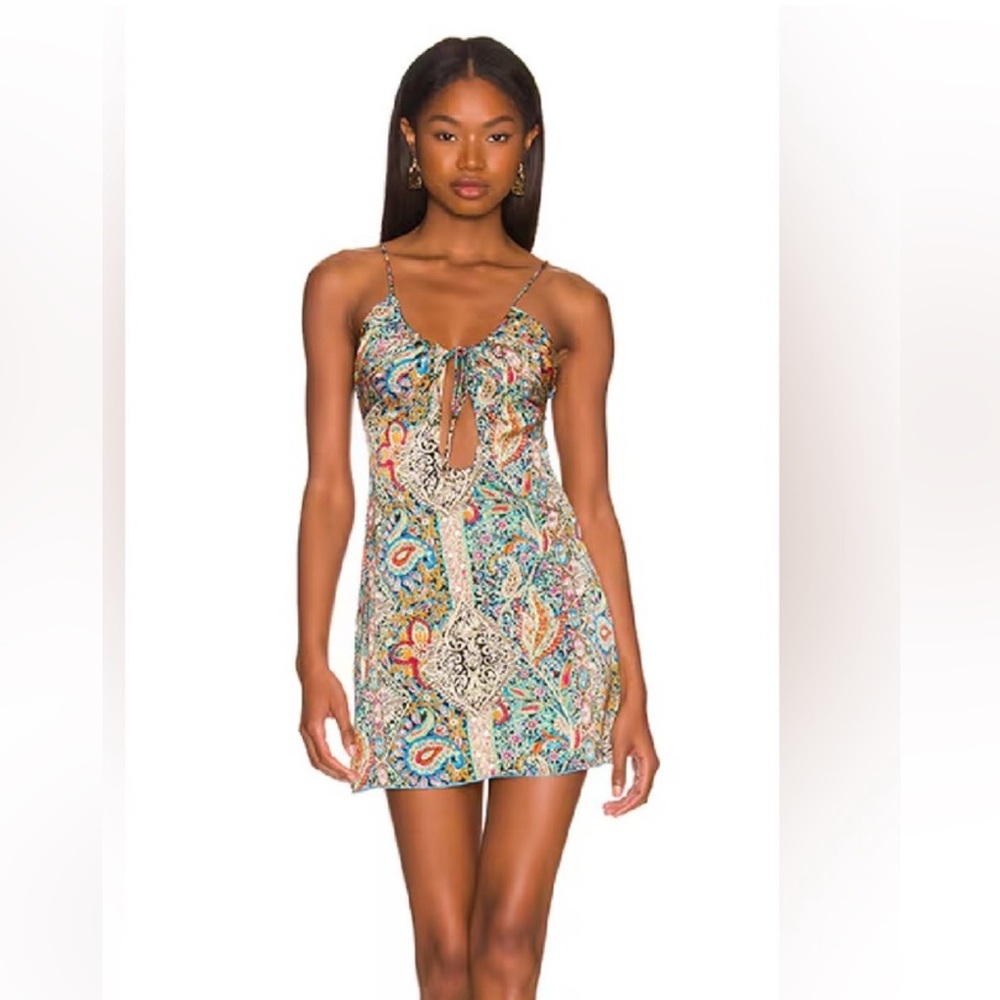 NWT Superdown Blue Tan Strapless Bodycon Summer Dress